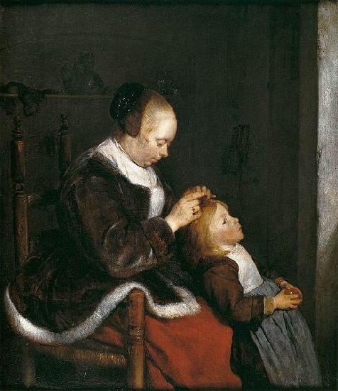 Gerard ter Borch the Younger Mother Combing the Hair of Her Child. oil painting picture